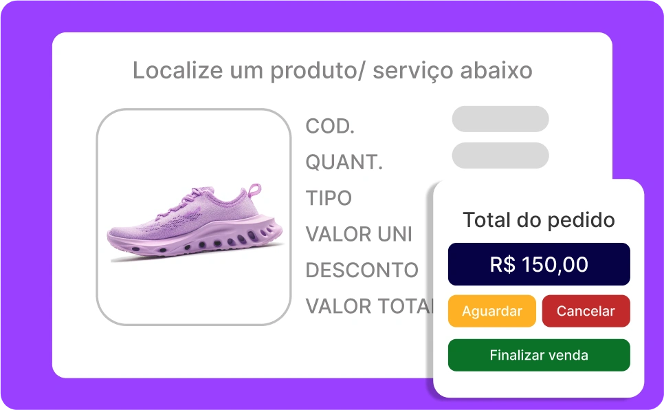 Ilustração de exemplo da tela do controle de vendas do sistema para revendedores.